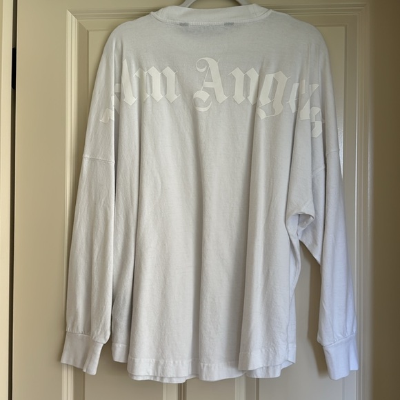 Palm Angels White Classic Logo Over T-Shirt Long Sleeve Crew Neck - Picture 8 of 13